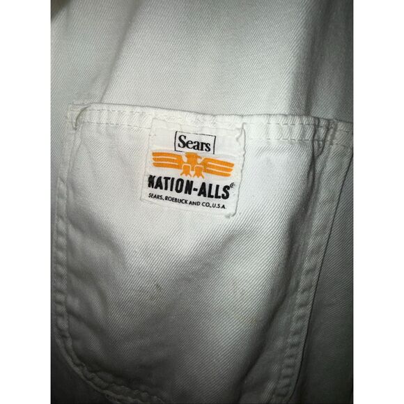 Vintage Sears Nation-Alls White Coverall Workwear Jumpsuit 42S Utility Mechanic - Picture 6 of 16